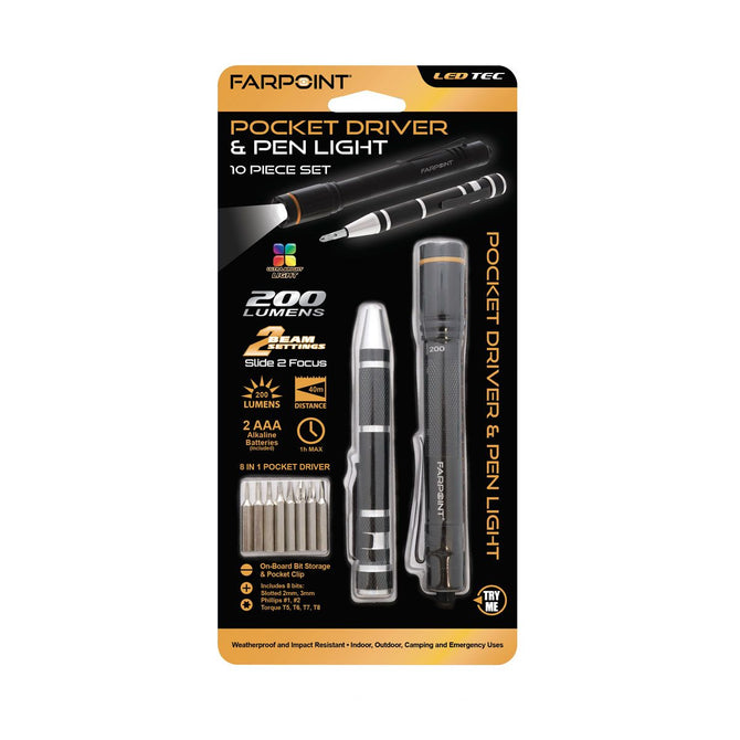 Farpoint Pocket Driver & Pen Light 10-Piece Set