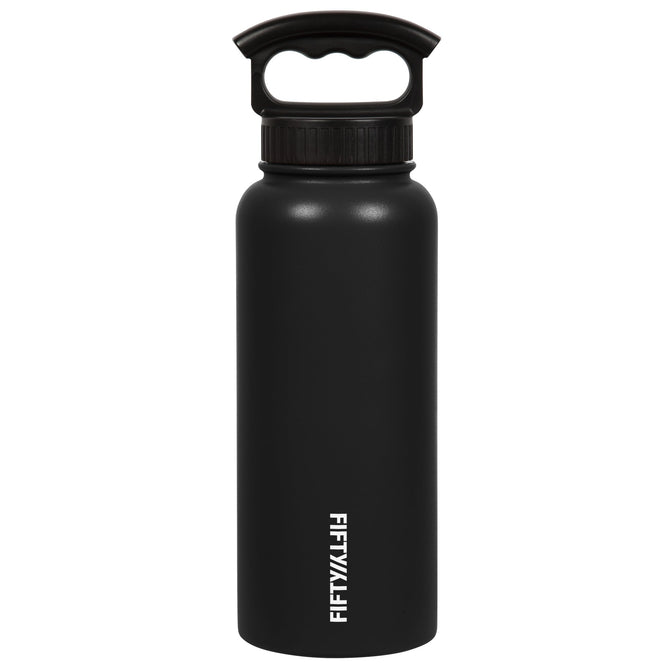 variant:40666872709165 Fifty/Fifty 34oz Insulated Bottle with Wide Mouth 3-Finger Lid - Matte Black