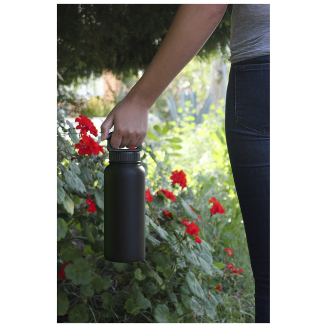 variant:40666872709165 Fifty/Fifty 34oz Insulated Bottle with Wide Mouth 3-Finger Lid - Matte Black
