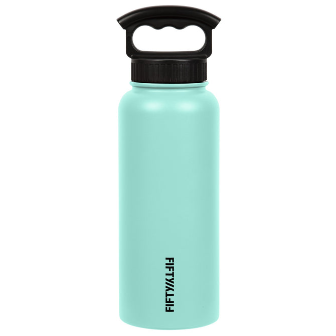 variant:40666872840237 Fifty/Fifty 34oz Insulated Bottle with Wide Mouth 3-Finger Lid - Cool Mint