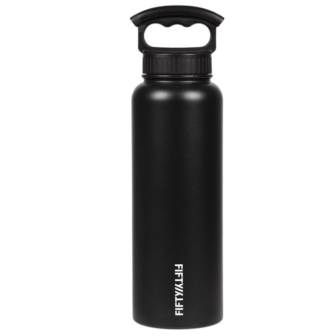 variant:40667043692589 FIFTY/FIFTY 40oz Insulated Bottle with Wide Mouth 3-Finger Lid - Matte Black