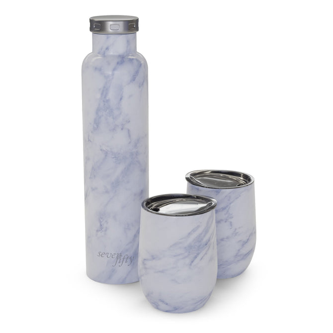 variant:40378590199853 SevenFifty Wine Growler And Tumbler Gift Set by FIFTY/FIFTY - Marble