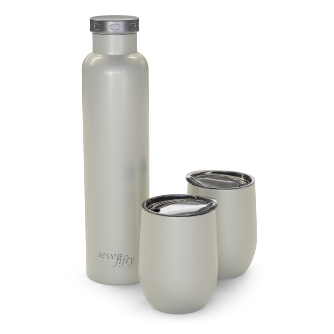 variant:40378590232621 SevenFifty Wine Growler And Tumbler Gift Set by FIFTY/FIFTY - Pearl White