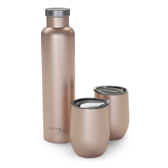 variant:40378590134317 SevenFifty Wine Growler And Tumbler Gift Set by FIFTY/FIFTY - Rose Gold