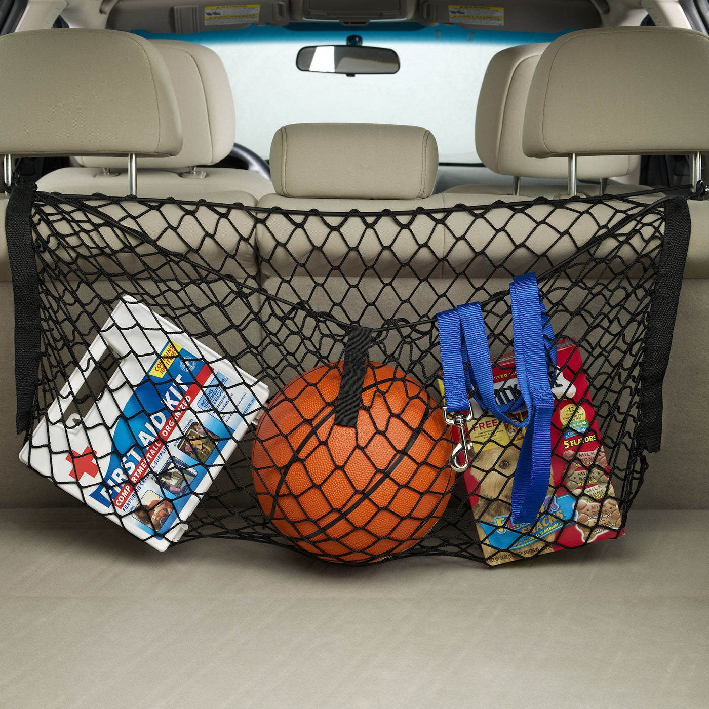 Techtongda Elastic Trunk Cargo Net Organizer With Hook & Loop Fastener – Universal Fit, Black