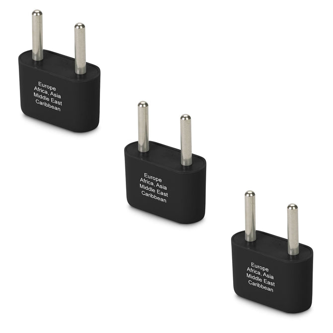 Smooth Trip Europe & Asia Ungrounded Adapter Plug - 3 pack