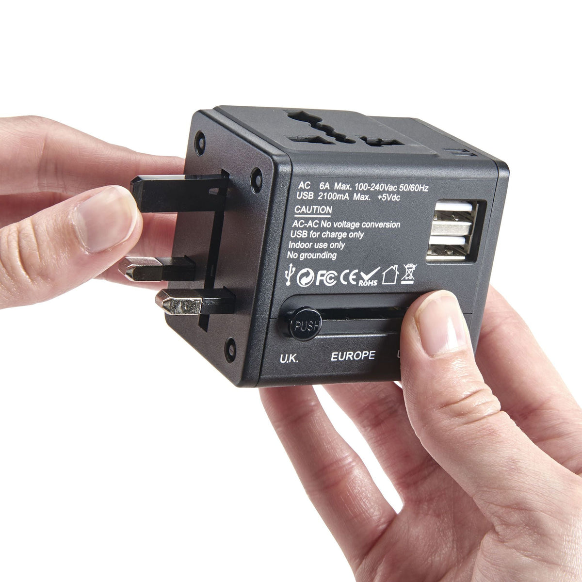 Smooth Trip International Adapter Cube with Dual USB Chargers