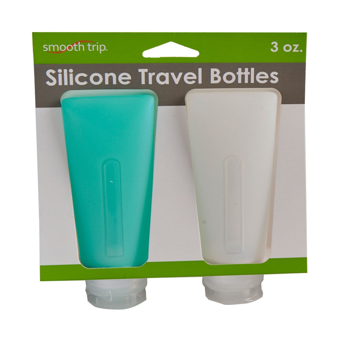 Smooth Trip 3 oz. Silicone Travel Bottles - 2 pack (Teal/White)