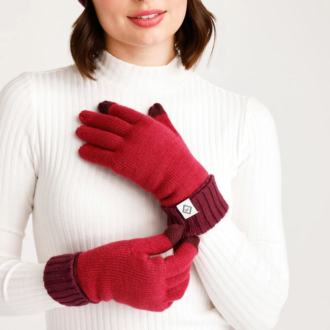 variant:41554345394221 vera bradley knit tech gloves - Cranberry