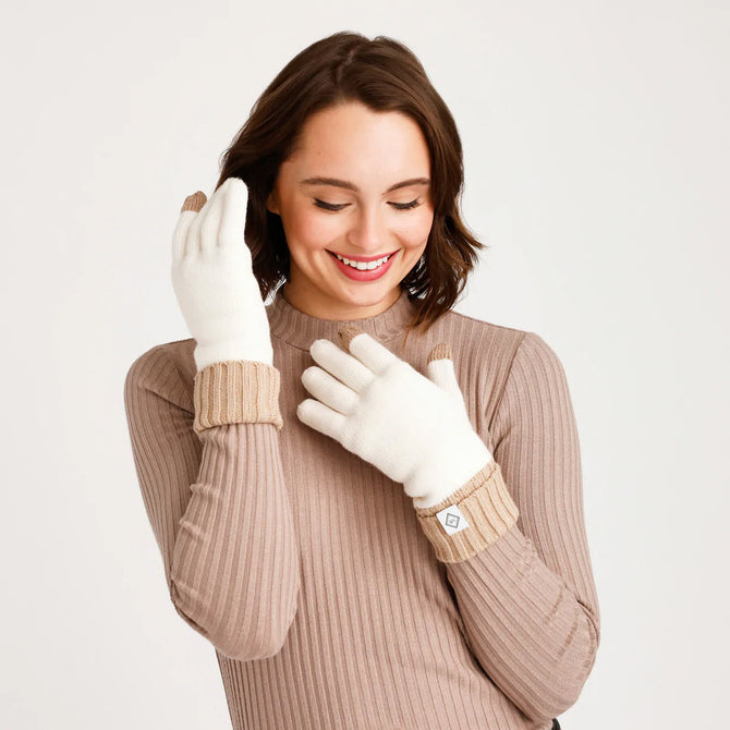 variant:41554345328685 vera bradley knit tech gloves - Coconut Sorbet